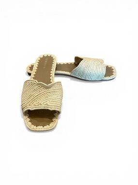 Le Mogador Woven Braided Raffia Slide Sandals in Natural Beige 41 Handmade